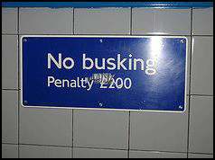 No Busking Sign